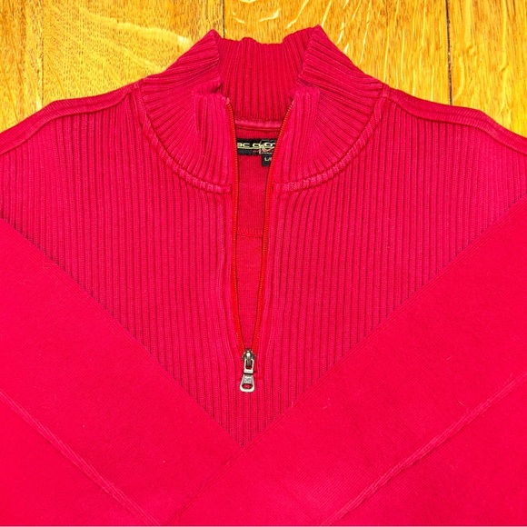 BC Clothing Original Men’s Quarter Zip Sweater Size Large Red Ribbed Pullover - Picture 5 of 6